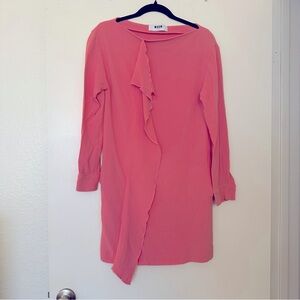 MSGM Milano Long Sleeve Ruffle Short Dress